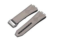 PNESHGTT Compatible With HUBLOT TPU Tape BIGBANG Leather Watchband 28mm Quick Release Interface Big Rubber Watch Strap Men Bracelet(Grey-silver)
