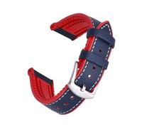 PNESHGTT Compatible With Hybrid FKM Leather Watch Strap 20mm 22mm Waterproof Dustproof Multi Color Fluororubber Watchbands + Tool(Blue Red,20mm)