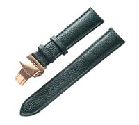 PNESHGTT Compatible With Leather Strap Litchi Grain Butterfly Buckle 14 16 18 20 22 Mm Black Brown Blue Watch Accessories(Dark green rose,13mm)