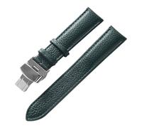 PNESHGTT Compatible With Leather Strap Litchi Grain Butterfly Buckle 14 16 18 20 22 Mm Black Brown Blue Watch Accessories(Dark green,16mm)