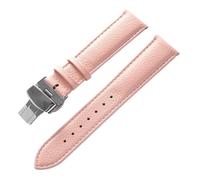 PNESHGTT Compatible With Leather Strap Litchi Grain Butterfly Buckle 14 16 18 20 22 Mm Black Brown Blue Watch Accessories(Pink,13mm)