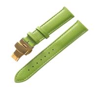 PNESHGTT Compatible With Leather Strap Litchi Grain Butterfly Buckle 14 16 18 20 22 Mm Black Brown Blue Watch Accessories(Apple Green Gold,21mm)