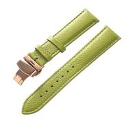 PNESHGTT Compatible With Leather Strap Litchi Grain Butterfly Buckle 14 16 18 20 22 Mm Black Brown Blue Watch Accessories(Light green rose,13mm)