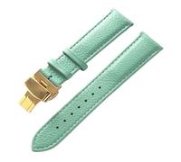 PNESHGTT Compatible With Leather Strap Litchi Grain Butterfly Buckle 14 16 18 20 22 Mm Black Brown Blue Watch Accessories(Light blue gold,13mm)