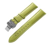 PNESHGTT Compatible With Leather Strap Litchi Grain Butterfly Buckle 14 16 18 20 22 Mm Black Brown Blue Watch Accessories(Light green,17mm)