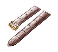PNESHGTT Compatible With Leather Watch Strap Replacement Cartier London Solo Key Men And Women Folding Buckle Accessories(Brown gold buckle,13mm)