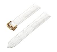 PNESHGTT Compatible With Leather Watch Strap Replacement Cartier London Solo Key Men And Women Folding Buckle Accessories(White gold buckle,21mm)