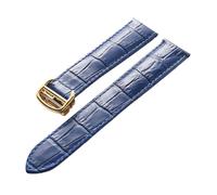 PNESHGTT Compatible With Leather Watch Strap Replacement Cartier London Solo Key Men And Women Folding Buckle Accessories(Blue gold buckle,13mm)
