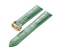 PNESHGTT Compatible With Leather Watch Strap Replacement Cartier London Solo Key Men And Women Folding Buckle Accessories(Green gold buckle,13mm)
