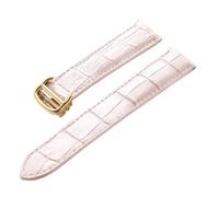 PNESHGTT Compatible With Leather Watch Strap Replacement Cartier London Solo Key Men And Women Folding Buckle Accessories(Pink gold buckle,20mm)