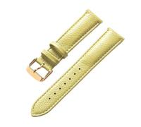 PNESHGTT Compatible With Litchi Pattern Soft Leather Strap Men's Ladies 16mm18mm20mm22mm Watch Band Accessories(Lemon Gold Buckle,21mm)