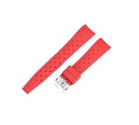 PNESHGTT Compatible With San Martin Watch Band FKM Strap 19 20 21mm Curved End Tropi Fluorine Rubber Summer Diving Waterproof SN0144(Red,21mm)