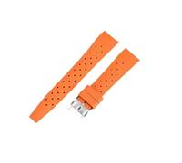 PNESHGTT Compatible With San Martin Watch Band FKM Strap 19 20 21mm Curved End Tropi Fluorine Rubber Summer Diving Waterproof SN0144(Orange,20mm)