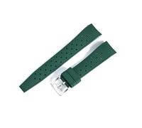 PNESHGTT Compatible With San Martin Watch Band FKM Strap 19 20 21mm Curved End Tropi Fluorine Rubber Summer Diving Waterproof SN0144(Green,21mm)