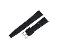 PNESHGTT Compatible With San Martin Watch Band FKM Strap 19 20 21mm Curved End Tropi Fluorine Rubber Summer Diving Waterproof SN0144(Black,20mm)