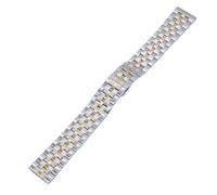 PNESHGTT Compatible With Stainless Steel Slim Bracelet Double Push Butterfly Clasp Solid Watch Band 20mm,22mm(Silver Gold,22mm)