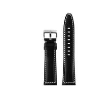 PNESHGTT Leather Strap 21,22mm Compatible With Longines SPIRIT Rolex Black,Green Water Ghost Omega SEAMASTER 300 Italian Cold Watch(A-Black White Silver,21mm)