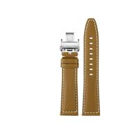 PNESHGTT Leather Strap 21,22mm Compatible With Longines SPIRIT Rolex Black,Green Water Ghost Omega SEAMASTER 300 Italian Cold Watch(B-Khaki White Silver,21mm)