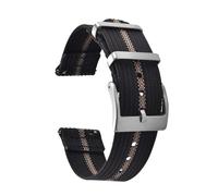 PNESHGTT Two Piece Ribbed Nylon Watch Band Quick Release 18mm 20mm 22mm Strap Wristbands Accessories Compatible With Bracelets(Black-Khaki,20mm)