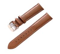 PNESHGTT Watch strap small fresh women's soft first layer cowhide compatible with Casio Dw Tissot Longines men's litchi pattern(Brown rose buckle,22mm)