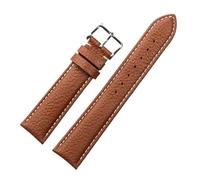 PNESHGTT Watch strap small fresh women's soft first layer cowhide compatible with Casio Dw Tissot Longines men's litchi pattern(Brown white line,17mm)