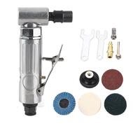 Pneu Grinding Set, Right Angle Air Die Grinder with 0.3HP Motor, 1/4 1/8 Chuck 90 Degree Air Grinder for Metal Wood Polishing, Includes Grinding Wheel Sandpaper Wool Head