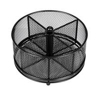 PNEUICALLY Pen Holder for Desk,360° Rotating Mesh Desk Organizer with Large Capacity 4 Compartments,Multi Functional Desk Accessories and Makeup Brush Holder for Office School Home (Black)