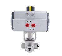 Pneumatic Actuator Ball Valve, DN20/DN25 32Mpa 300bar High Pressure Ball Valve 3 Way Stainless Steel SS304 Pneumatic 3/4 1 inch T L Type(Dn25,T Type A)