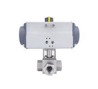 Pneumatic Actuator Ball Valve, DN50 32Mpa 300bar 320bar High Pressure Ball Valve 3 Way Stainless Steel SS304 Pneumatic 2 inch T L Type(T Type A)
