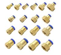 Pneumatic Air Connector 4 6 8 10 12mm Hose Tube 1/8" 3/8" 1/2" 1/4" BSP Female Thread Brass Pipe(PCF4-01,100 PCS)
