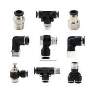 Pneumatic Air Connector Accessories PC/PCF/PB/PD/PH/PL/PLF/PX/SL 4mm 6mm Thread 1/8 1/4 3/8 1/2 Black Plastic Hose Accessories(6-04 (6mm-1l2),PC)