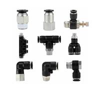Pneumatic Air Connector Fitting PC/PCF/PB/PKB/PH/PL/PLF/PX/SL 4mm 6mm 8/10mm Thread 1/8 1/4 3/8 1/2 Black Plastic Hose Fittings(4-m5 (4mm-M5),PLF)