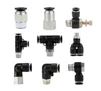 Pneumatic Air Connector PC/PCF/PB/PKB/PH/PL/PLF/PX/SL 4mm 6mm 8/10mm Thread 1/8 1/4 3/8 1/2 Black Plastic Hose Fittings(12-03 (12mm-3l8),PLF)