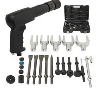 Pneumatic Air Hammer Chisel Kit, Heavy Duty Pneumatic Hammer Vibration Impact Tool Chisel Impact Tool Bit Kit, with 5 Chisels, Ball Joint Forks and Case for Motor Vehicles and Workshop Vehicles