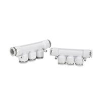 Pneumatic Air Hose Connectors PK Five Ways Quick Release Fitting White Adapter Push Into Tube 6mm 8mm 10mm 12mm 1Pcs(PK12)