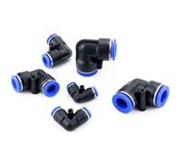 Pneumatic Air Pipe Fittings PV Right-Angle Quick Connector 90-Degree L-Shaped Elbow 4 6 8 10 12 16mm Butt Joint 10Pcs(PV-6mm)