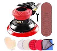 Pneumatic Air Sander - 5-Inch DA Palm Sander, High-Speed Random Orbital Sander for Woodworking & Auto Polishing (including 12 sandpaper + 4 polishing pads + accessories)