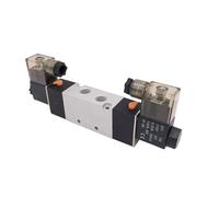 Pneumatic Air Solenoid Valve 4V420-15 Two Coil 1/2" BSP 12V DC 5 Way Electric Control Valve Plug with Red Indicator Light(4V420-15,DC12V)