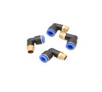 Pneumatic Angle Plug-In Fitting 90° 1/4 Inch to 10 mm Pack of 4 Push In Compressed Air Connection Plug Connection (R 1/4 Inch - 10 mm)