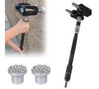 Pneumatic Bush Hammer Tool, Double Head with 9/12/18/24 Teeth, Long Handle, Knob Switch, 6-8 M2/h Efficiency, 4cm Head Distance for Scabbling Surfaces