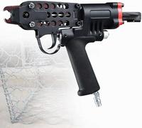 Pneumatic C-Ring Hog Ring Gun for Cages, Fencing & Upholstery,Black | 150-staple self-feeding magazine and tungsten steel striking plate for jam-free, all-day fastening