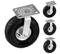 Pneumatic Casters 8 Inch 4-Pack, 2 Swivel & 2 Rigid, Heavy Duty Casters 1200 LBS Capacity, Rubber Wheel for Workbench, Cart, Trolley,Wagon and Shelves