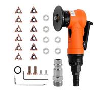 Pneumatic Chamfering Machine, 2-in-1 Air Chamfer Tool 45° Arc Corner Mini Air Powered Portable Handheld Pneumatic Chamfering Tool for Wood Metal Burr Trimming Deburring (6R+6C Angle Blades+6 Bearing)