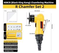 Pneumatic Chamfering Machine with Safety Pressure Switch - High-Speed 35k RPM Deburring Tool, C/R-Corner Trimming, Aluminum Housing, Portable Design (R Package 2)