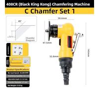 Pneumatic Chamfering Machine with Safety Pressure Switch - High-Speed 35k RPM Deburring Tool, C/R-Corner Trimming, Aluminum Housing, Portable Design (C Package 1)