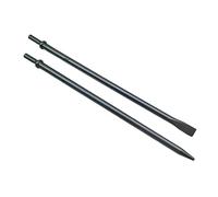 Pneumatic Chisel Bit Set, 2-Piece, 18" Long, 7/8" Flat Chisel & 1/4" Point Tip, 0.498" Shank, Heat-Treated Cr-Mo Alloy Steel for Air Hammers