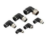 Pneumatic Connector Fitting PL 4 6 8/10mm Thread 1/8 1/4 3/8 1/2 Black Plastic Hose Fittings 1Psc(8-01 (8mm-1l8))