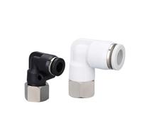Pneumatic Connector PLF Black and White Nickel-Plated Elbow L Internal Screw PLF6-01/8-02 Quick Plug 90 Degree Right Angle(Whiteplf14-02)