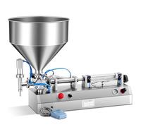 Pneumatic Filling Machine - 300W Liquid Paste Filler for Bottling, Automatic Operation with Pedal and Hopper, Suitable for Juices, Milks, Alcohol, 150-1500ml