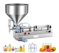 Pneumatic Filling Machine for Paste and Liquid, Stainless Steel Bottle Filler with Rotary Buttons, Foot Switch, 40L Hopper for Cream, Sauce, Honey, Butter, 30ml to 300ml